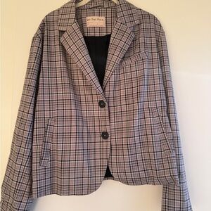 We The Free Black and White Plaid Blazer
